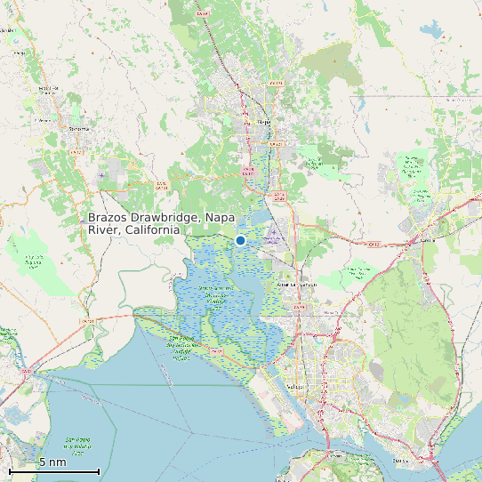 Map of Brazos Drawbridge, Napa River, California Tide Prediction Station