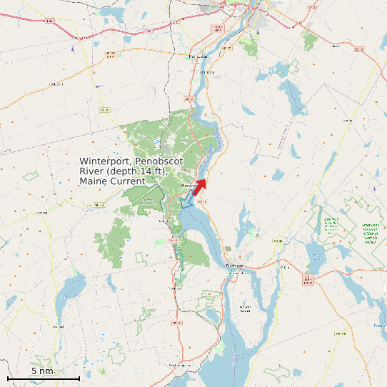 Map of Winterport, Penobscot River (depth 14 ft), Maine Current Prediction Station