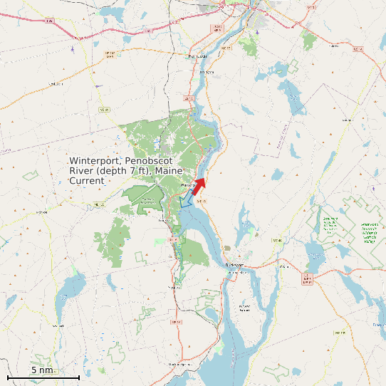 Map of Winterport, Penobscot River (depth 7 ft), Maine Current Prediction Station