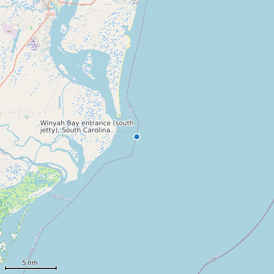 Map of Winyah Bay entrance (south jetty), South Carolina Tide Prediction Station