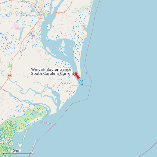 Map of Winyah Bay entrance, South Carolina Current Prediction Station