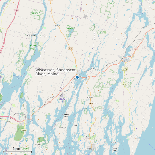Map of Wiscasset, Sheepscot River, Maine Tide Prediction Station