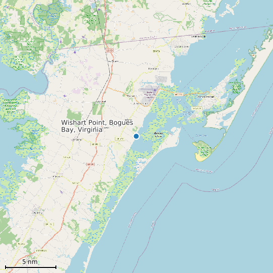 Map of Wishart Point, Bogues Bay, Virginia Tide Prediction Station