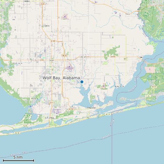 Map of Wolf Bay, Alabama Tide Prediction Station