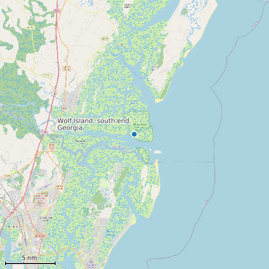Map of Wolf Island, south end, Georgia Tide Prediction Station