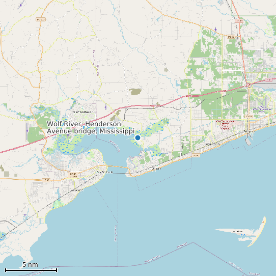 Map of Wolf River, Henderson Avenue bridge, Mississippi Tide Prediction Station