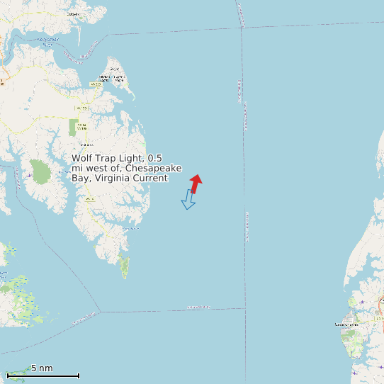 Map of Wolf Trap Light, 0.5 mi west of, Chesapeake Bay, Virginia Current Prediction Station