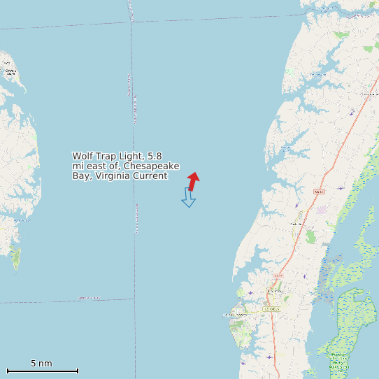 Map of Wolf Trap Light, 5.8 mi east of, Chesapeake Bay, Virginia Current Prediction Station