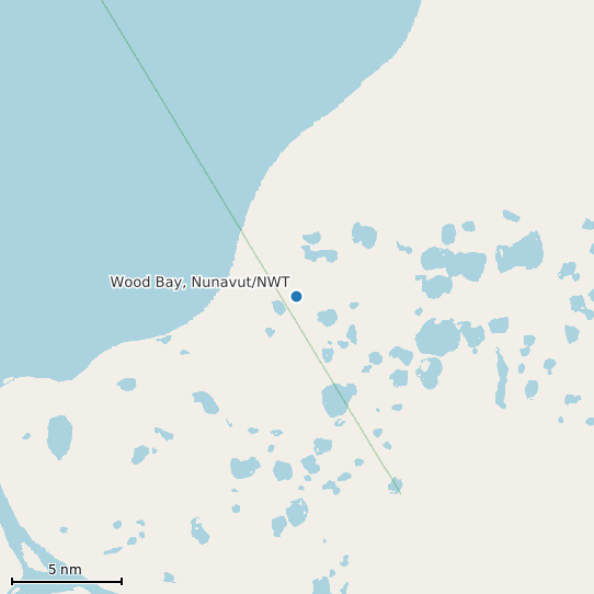Map of Wood Bay, Nunavut/NWT Tide Prediction Station