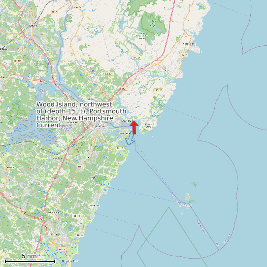 Map of Wood Island, northwest of (depth 15 ft), Portsmouth Harbor, New Hampshire Current Prediction Station