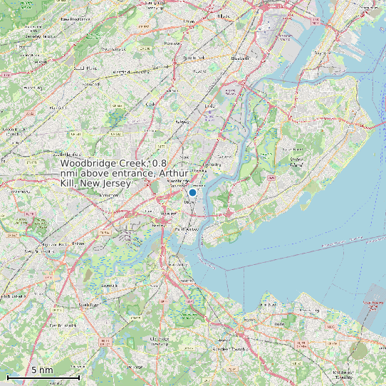 Map of Woodbridge Creek, 0.8 nmi above entrance, Arthur Kill, New Jersey Tide Prediction Station