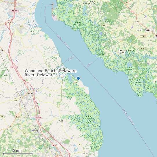 Map of Woodland Beach, Delaware River, Delaware Tide Prediction Station