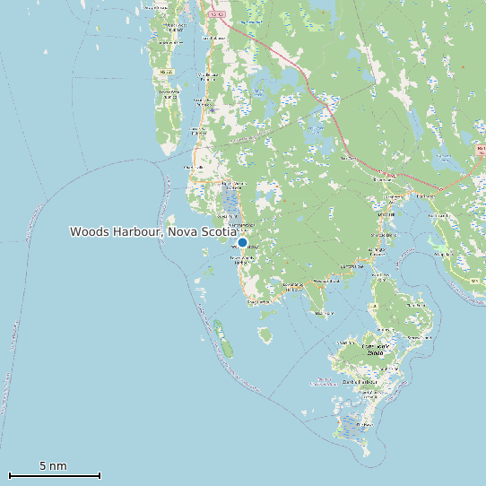 Map of Woods Harbour, Nova Scotia Tide Prediction Station