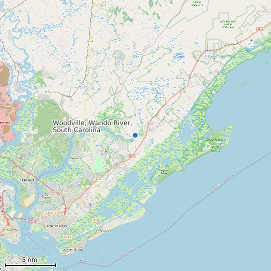 Map of Woodville, Wando River, South Carolina Tide Prediction Station