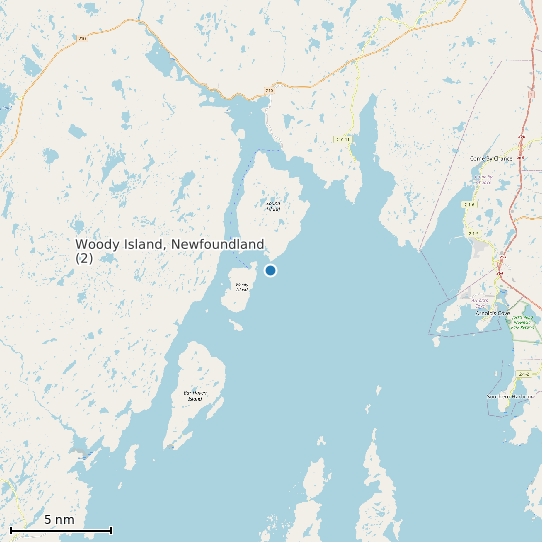 Map of Woody Island, Newfoundland (2) Tide Prediction Station