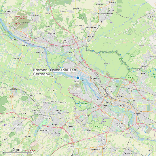 Map of Bremen, Oslebshausen Germany Tide Prediction Station