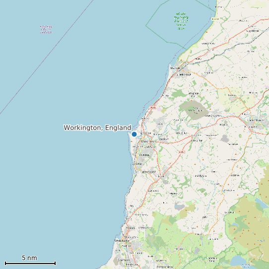 Map of Workington, England Tide Prediction Station