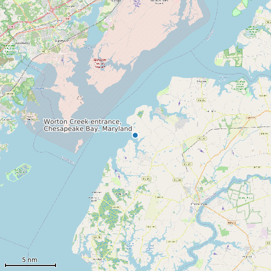 Map of Worton Creek entrance, Chesapeake Bay, Maryland Tide Prediction Station