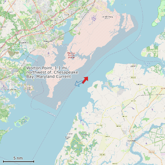 Map of Worton Point, 1.1 mi northwest of, Chesapeake Bay, Maryland Current Prediction Station