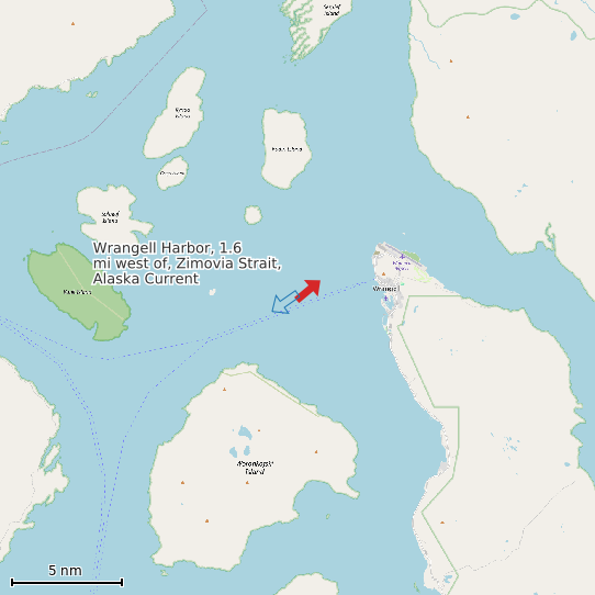 Map of Wrangell Harbor, 1.6 mi west of, Zimovia Strait, Alaska Current Prediction Station