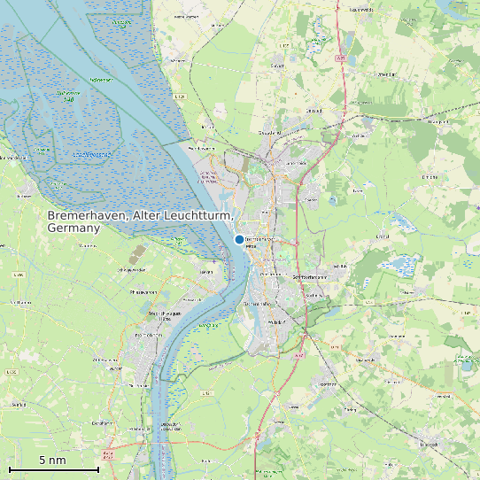 Map of Bremerhaven, Alter Leuchtturm, Germany Tide Prediction Station