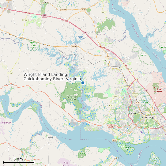 Map of Wright Island Landing, Chickahominy River, Virginia Tide Prediction Station