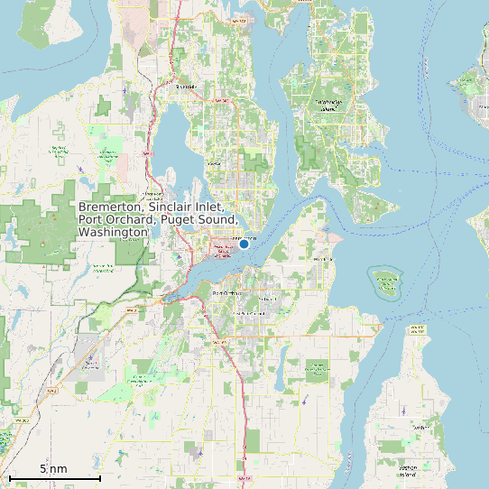 Map of Bremerton, Sinclair Inlet, Port Orchard, Puget Sound, Washington Tide Prediction Station
