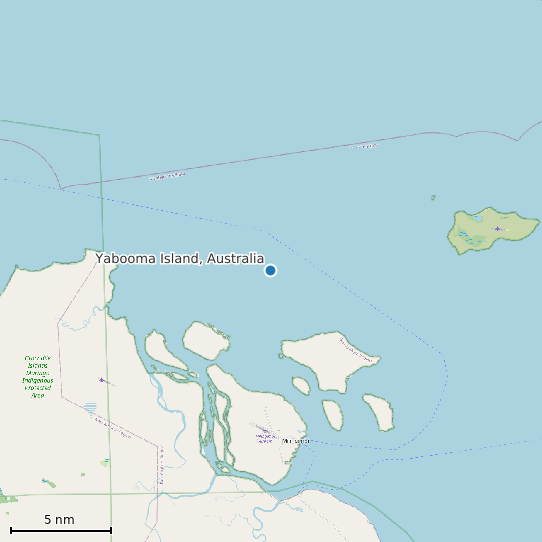 Map of Yabooma Island, Australia Tide Prediction Station