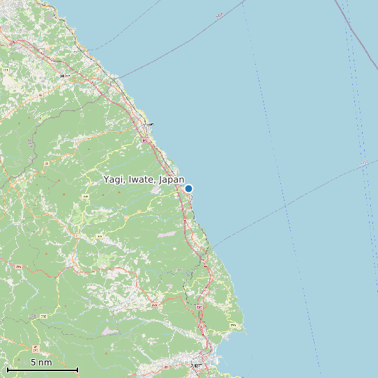 Map of Yagi, Iwate, Japan Tide Prediction Station