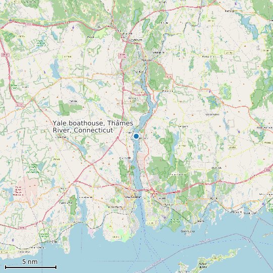 Map of Yale boathouse, Thames River, Connecticut Tide Prediction Station