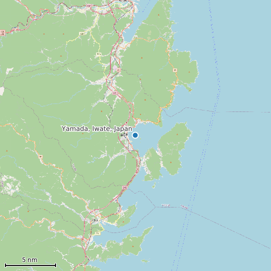 Map of Yamada, Iwate, Japan Tide Prediction Station
