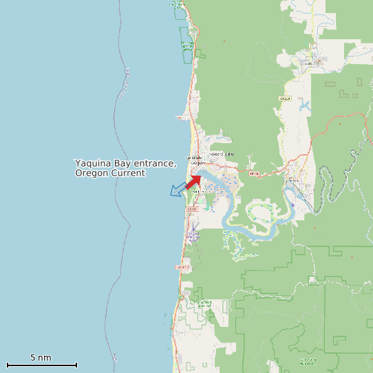 Map of Yaquina Bay entrance, Oregon Current Prediction Station