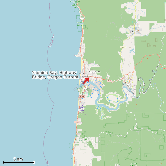 Map of Yaquina Bay, Highway Bridge, Oregon Current Prediction Station