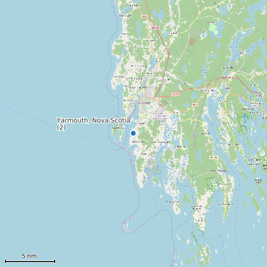 Map of Yarmouth, Nova Scotia (2) Tide Prediction Station