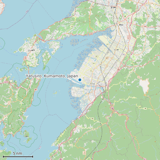 Map of Yatusiro, Kumamoto, Japan Tide Prediction Station
