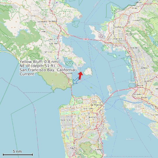 Map of Yellow Bluff, 0.8 nmi NE of (depth 51 ft), San Francisco Bay, California Current Prediction Station
