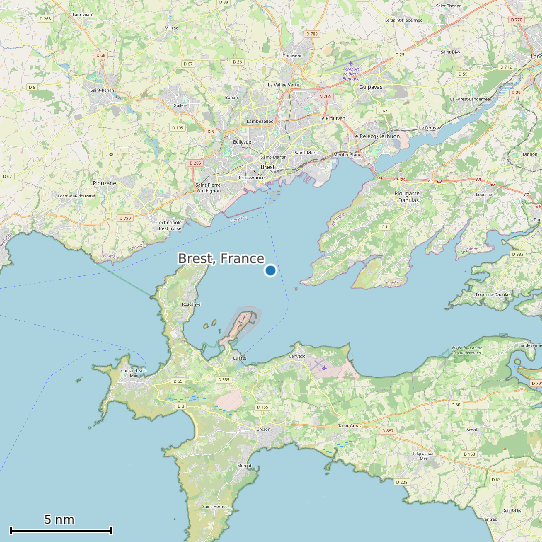 Map of Brest, France Tide Prediction Station