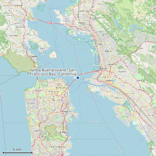 Map of Yerba Buena Island, San Francisco Bay, California Tide Prediction Station
