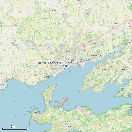 Map of Brest, France (2) Tide Prediction Station