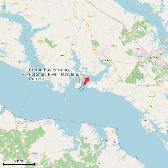 Map of Breton Bay entrance, Potomac River, Maryland Current Prediction Station