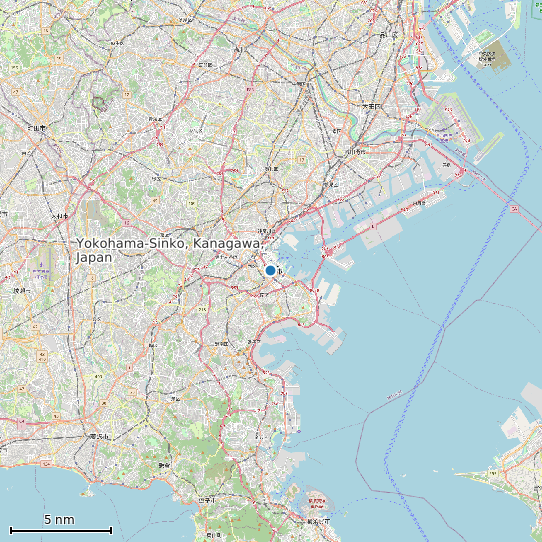 Map of Yokohama-Sinko, Kanagawa, Japan Tide Prediction Station
