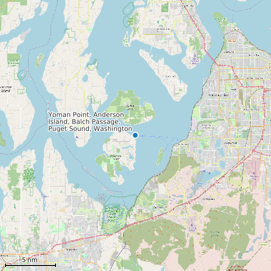 Map of Yoman Point, Anderson Island, Balch Passage, Puget Sound, Washington Tide Prediction Station