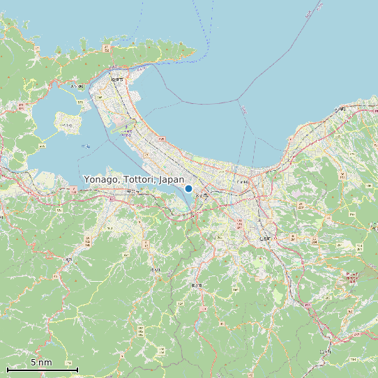 Map of Yonago, Tottori, Japan Tide Prediction Station