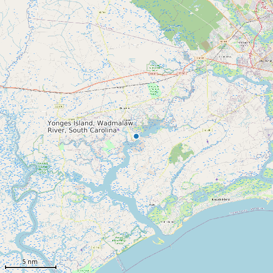 Map of Yonges Island, Wadmalaw River, South Carolina Tide Prediction Station