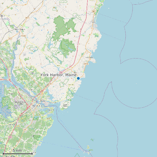 Map of York Harbor, Maine Tide Prediction Station