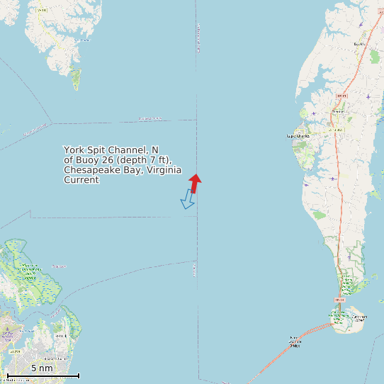 Map of York Spit Channel, N of Buoy 26 (depth 7 ft), Chesapeake Bay, Virginia Current Prediction Station