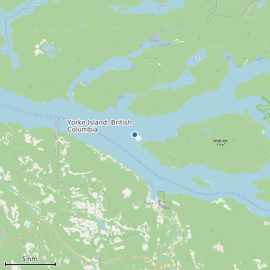 Map of Yorke Island, British Columbia Tide Prediction Station