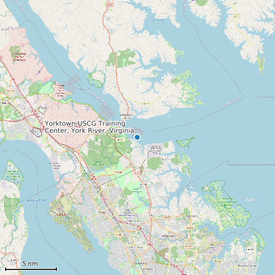 Map of Yorktown USCG Training Center, York River, Virginia Tide Prediction Station