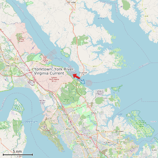Map of Yorktown, York River, Virginia Current Prediction Station