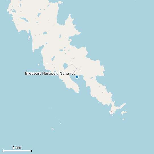 Map of Brevoort Harbour, Nunavut Tide Prediction Station